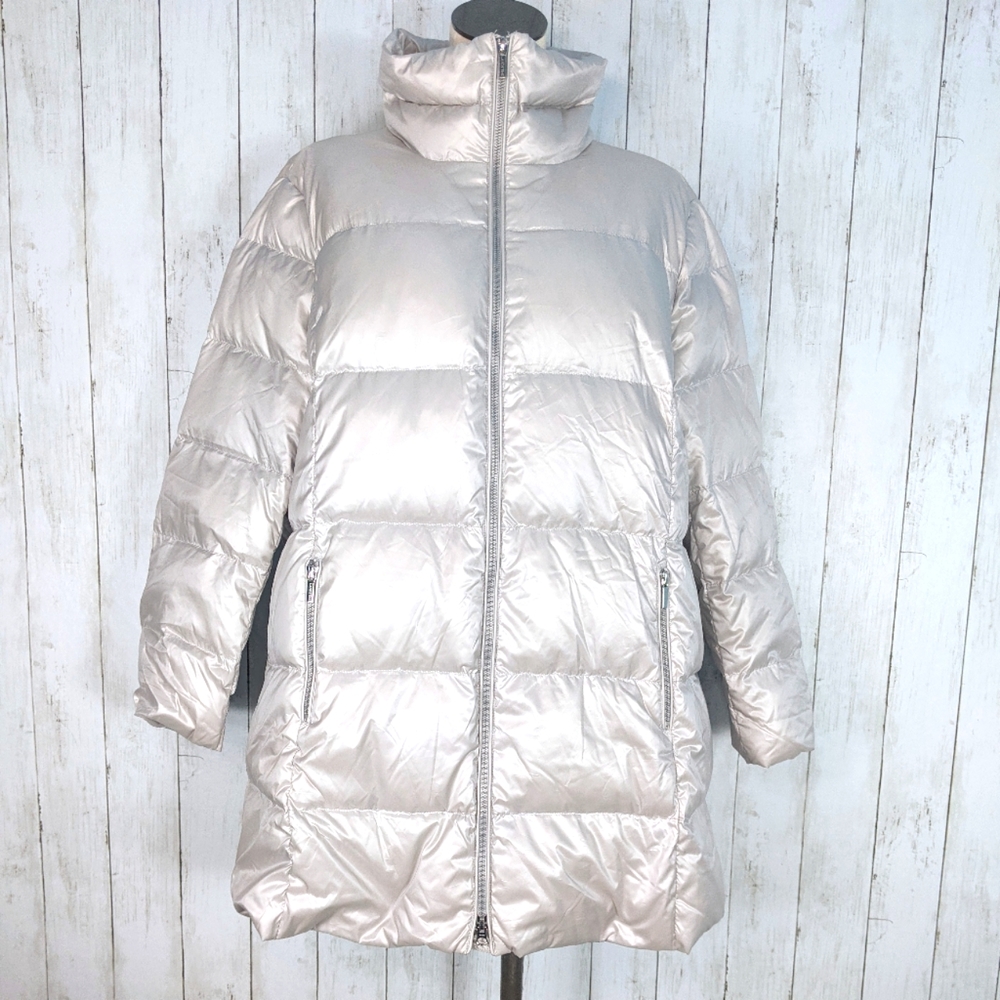 Lands' End Plus Size Silver 90% Down Puffer Coat